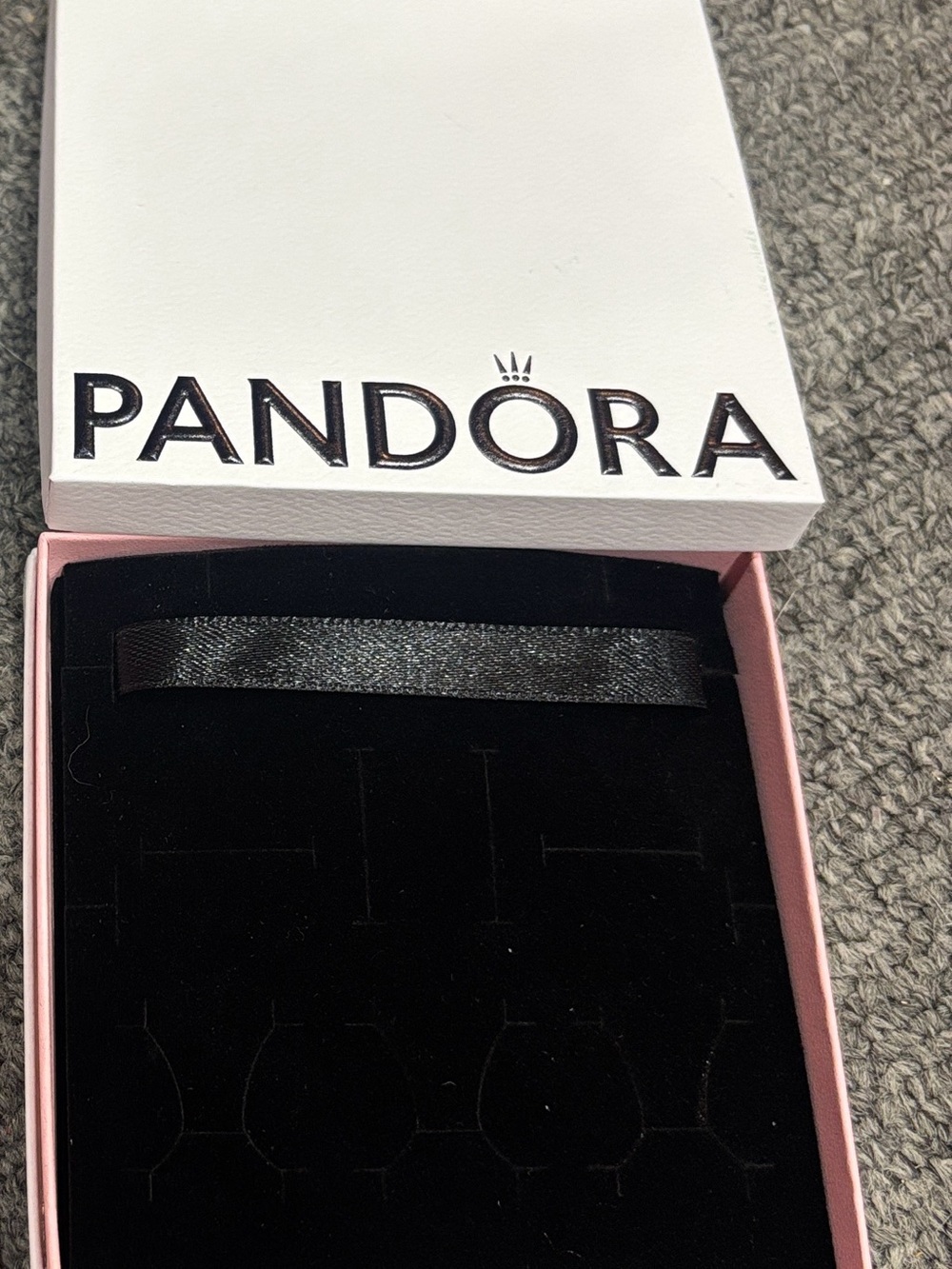 Pandora White and Pink bracelet Jewelry Display Box with Black Interior